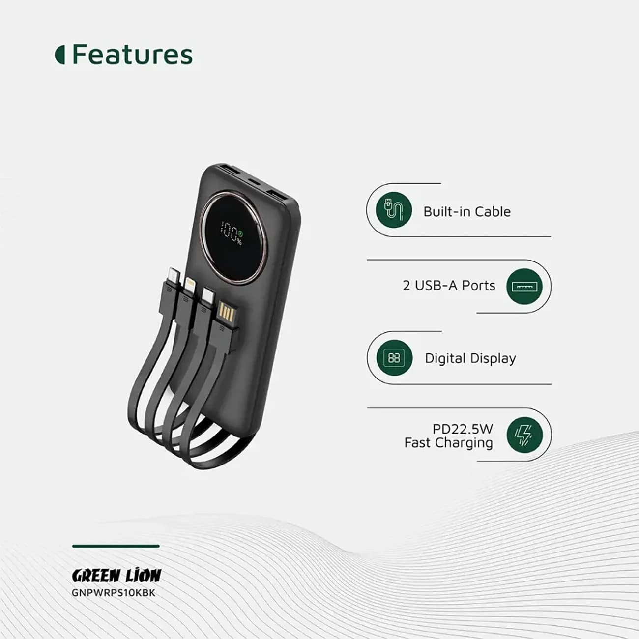 پاوربانک گرین لاین Green Lion مدل GL-PX11 ظرفیت 10000 توان 22.5 وات — تصویر ۳