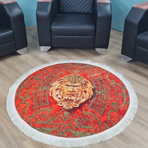 فرشینه گرد قرمز کله شیر مخمل تُرک پا گرد پله کد A 075(پس کرایه)