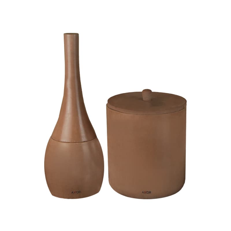 ست سطل و فرچه سنگی سرویس بهداشتی AXOR (آکسور) مدل دبورا رنگ خاکی (bsetsckh02)