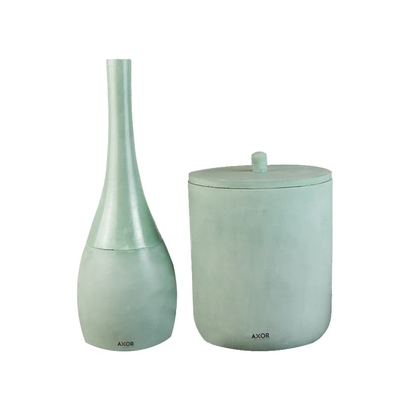 ست سطل و فرچه سنگی سرویس بهداشتی AXOR (آکسور) مدل دبورا رنگ فیروزه ای(bsetsca02)