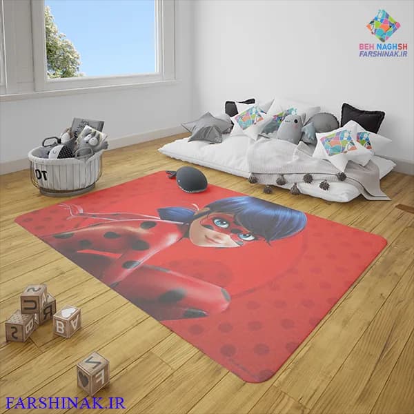 فرشینه اتاق کودک طرح دختر کفشدوزکی کد C124 سری جدید