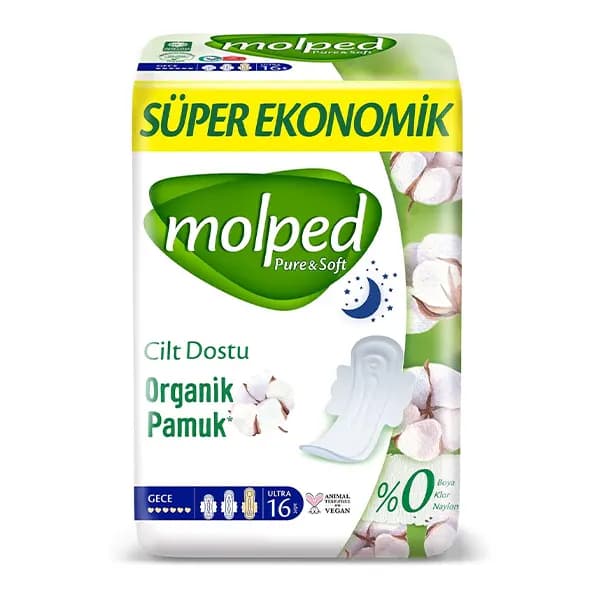 نوار بهداشتی مولپد مدل Pure & Soft ویژه شب بسته 16 عددی