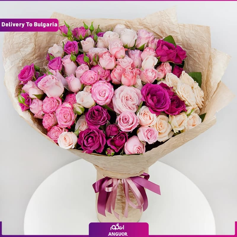دسته گل رز رنگی (تحویل در بلغارستان)