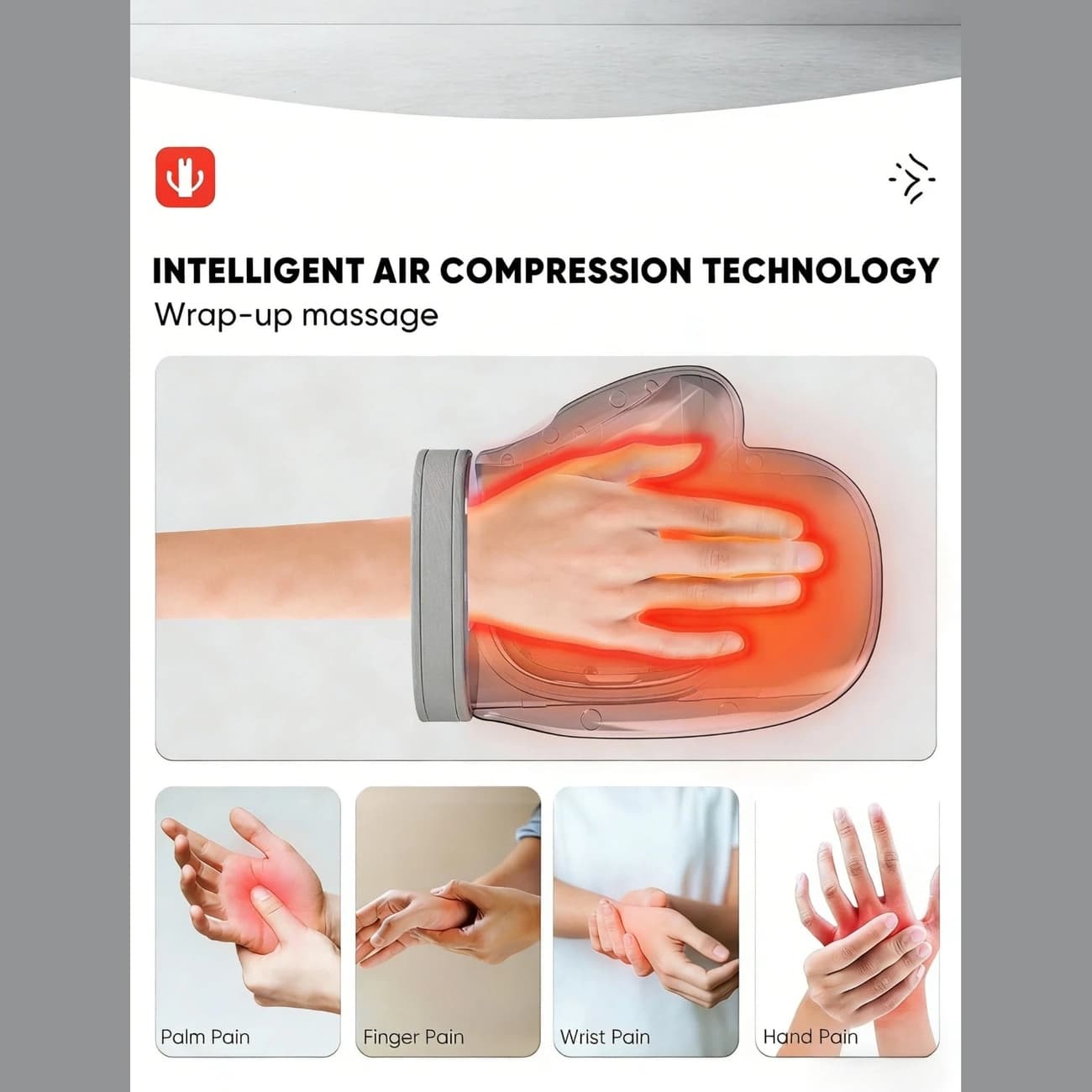 ماساژور دست و انگشتان مدل Smart Hand Massager با گرمایش و فشار هوا — تصویر ۲