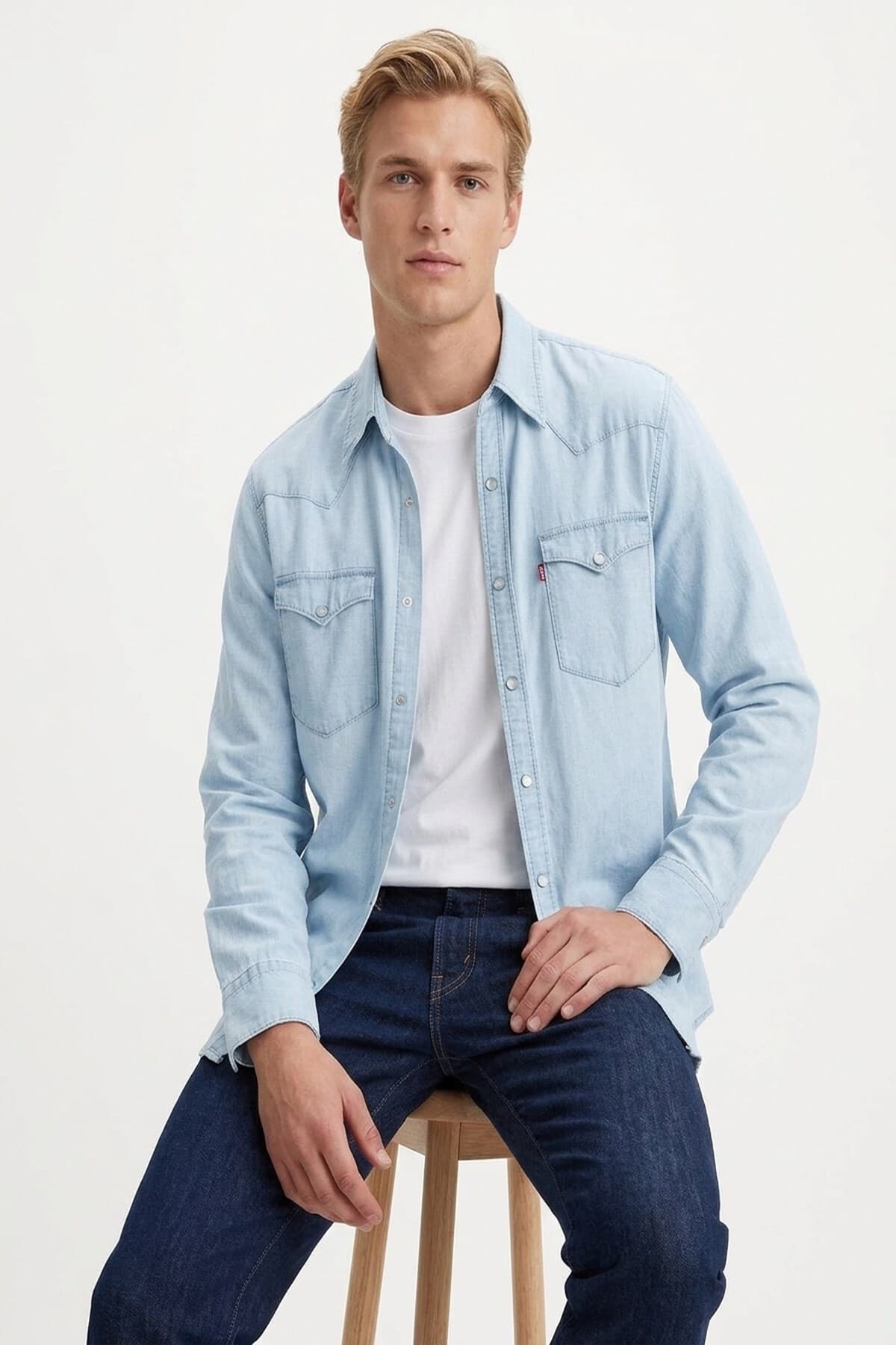 پیراهن لیوایز مردانه پنبه ای آبی راسته Slim/اسلیم فیت Straight/استریج Daily/روزانه | Levi’s 85744-0066 TR — تصویر ۲