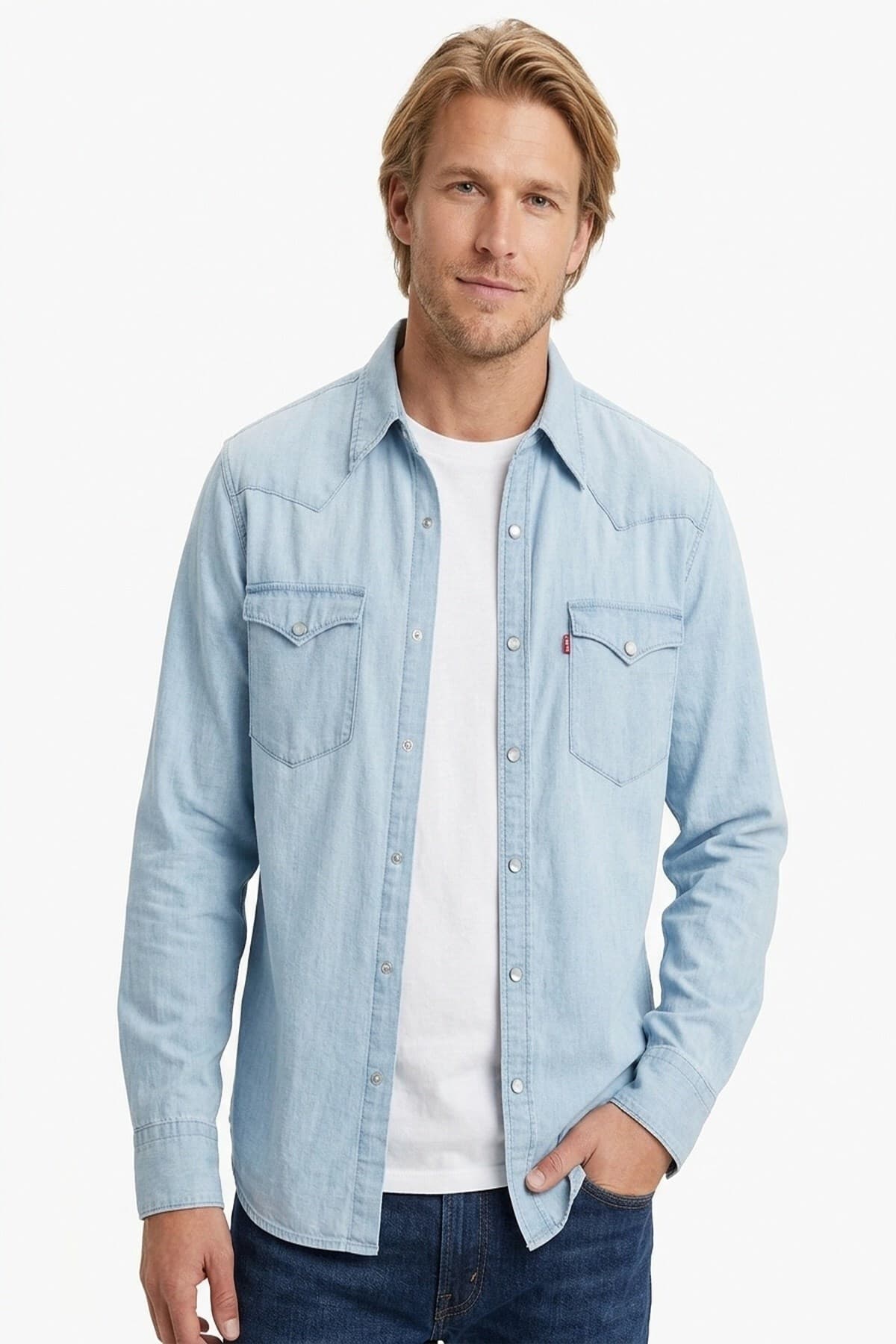 پیراهن لیوایز مردانه پنبه ای آبی راسته Slim/اسلیم فیت Straight/استریج Daily/روزانه | Levi’s 85744-0066 TR — تصویر ۳