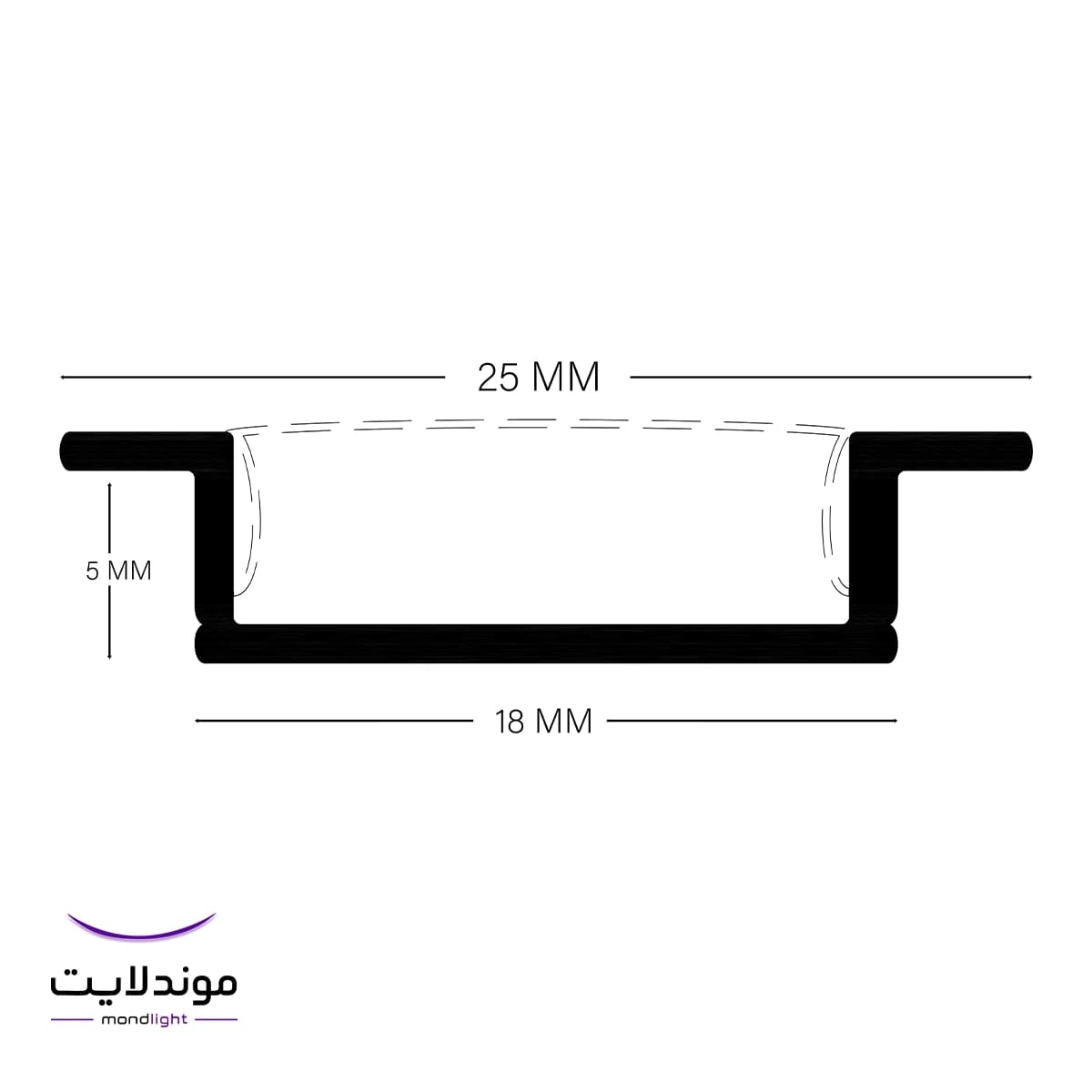 لاین نوری کابینتی توکار لبه دار کد ML1 | برش ۱.۸ سانتیمتر | تک لاین — تصویر ۲
