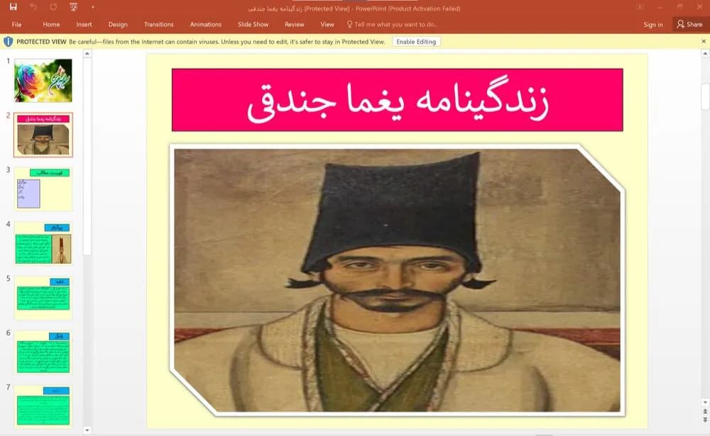 پاورپوینت زندگینامه یغما جندقی