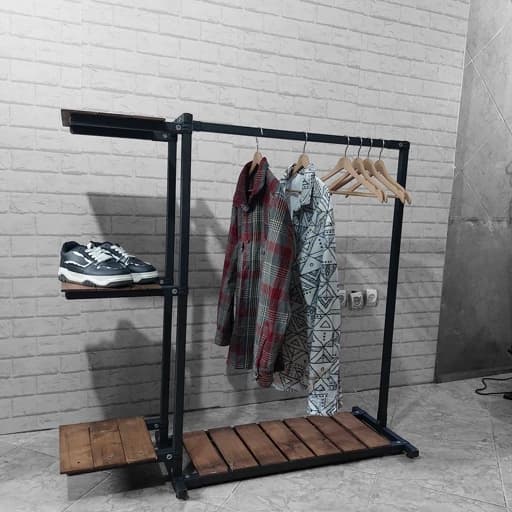 رگال لباس فلزی چوبی ایستاده مدل سایشال دکوبازار مدل 766075