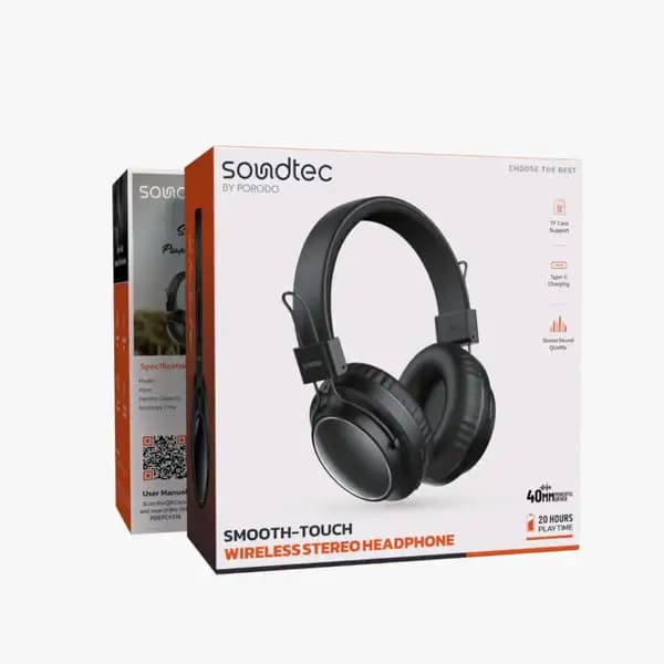 هدفون بلوتوث چرمی پرودو مدل Porodo soundtech smooth touch — تصویر ۳