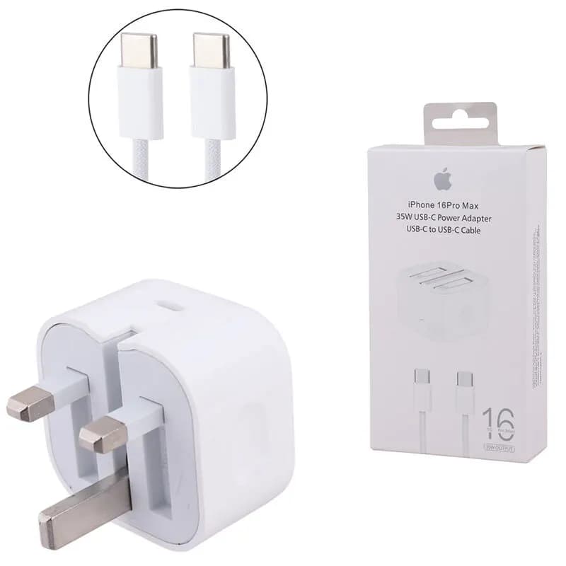 شارژر و کابل گوشی اپل مدل iPhone 16 Pro Max ظرفیت ۳۵ وات (بالاترین کیفیت) + (گارانتی طلایی) — تصویر ۲