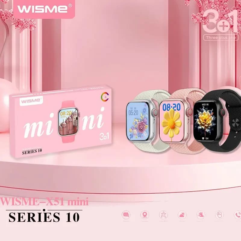 ساعت هوشمند Wisme-X51 mini سایز 36MM (دارای ۳ عدد بند) + (گارانتی طلایی) — تصویر ۲
