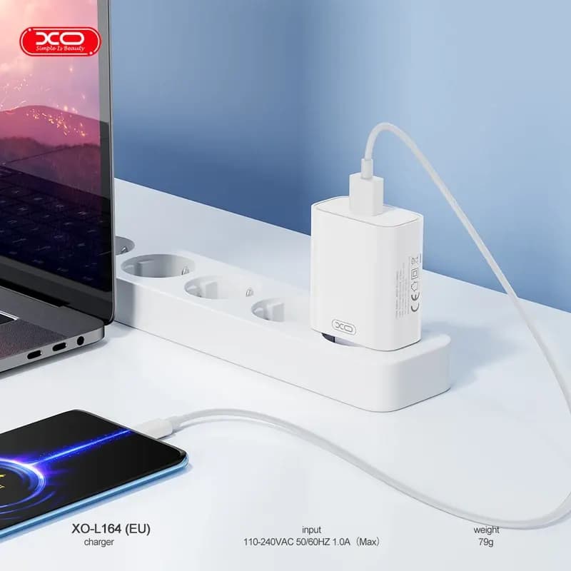 شارژر و کابل برند ایکس او اورجینال سوپر فست شارژ توان 120 وات مدل XO L164 + (گارانتی طلایی) — تصویر ۲