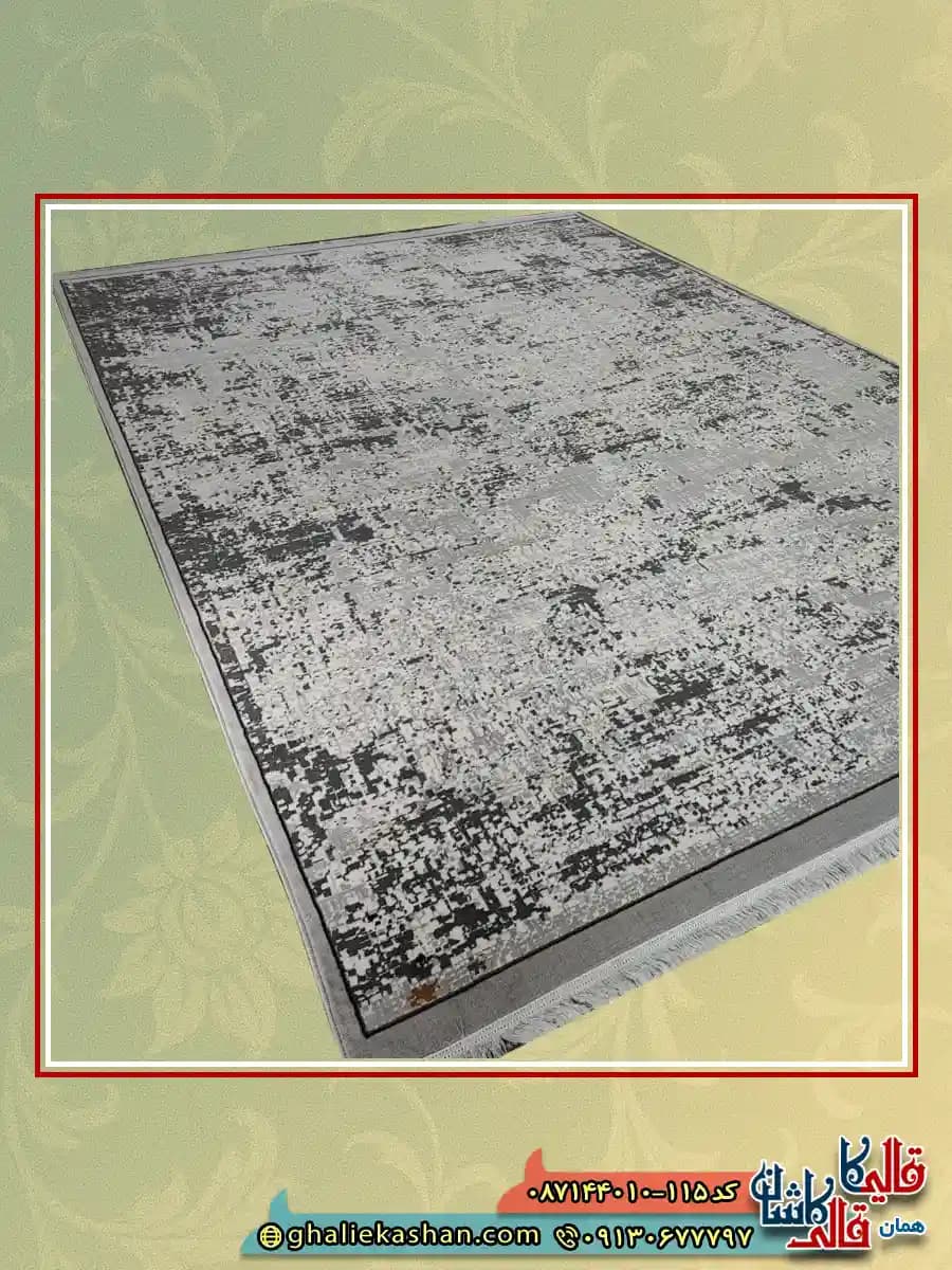 فرش ارزان طرح 700 شانه طرح وینتیج سیماب رنگ طوسی نقره ای فیلی کاشان — تصویر ۲