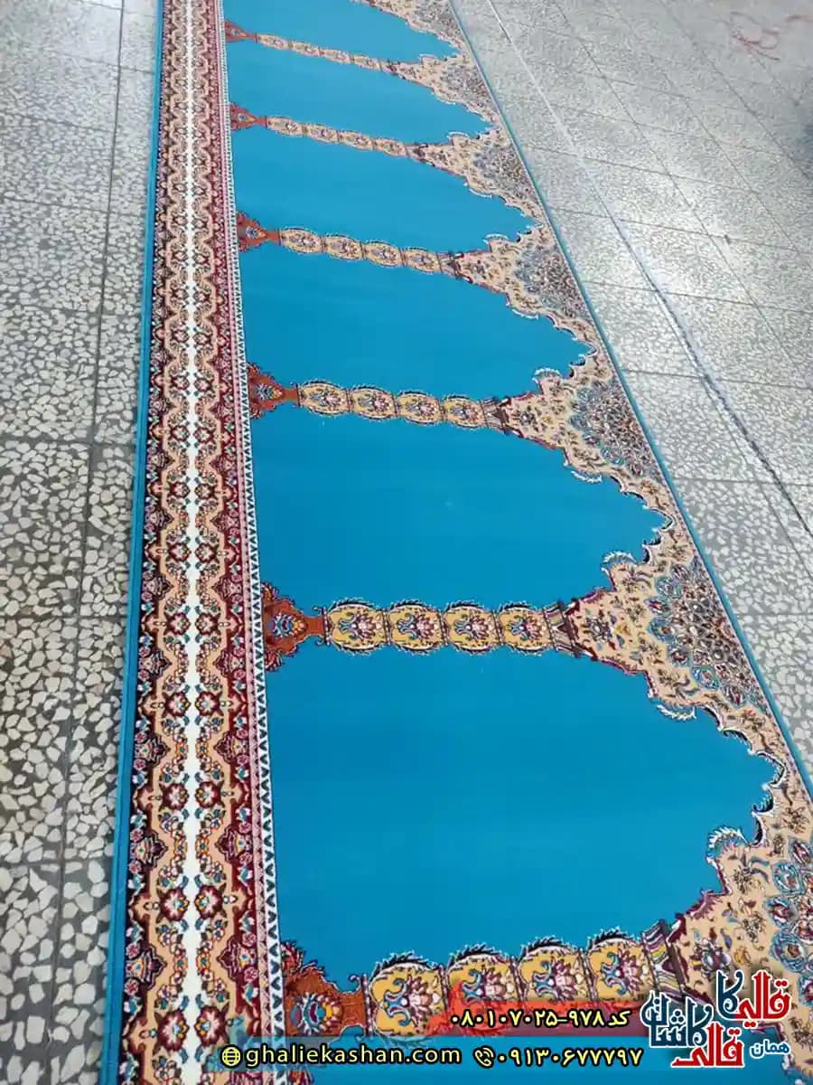 فرش مسجد 700 شانه کاشان طرح عرش رنگ آبی — تصویر ۳