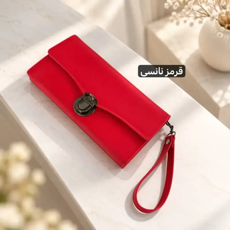 کیف پول زنانه پارچه ای نانسی قفل دار جیب دار — تصویر ۷