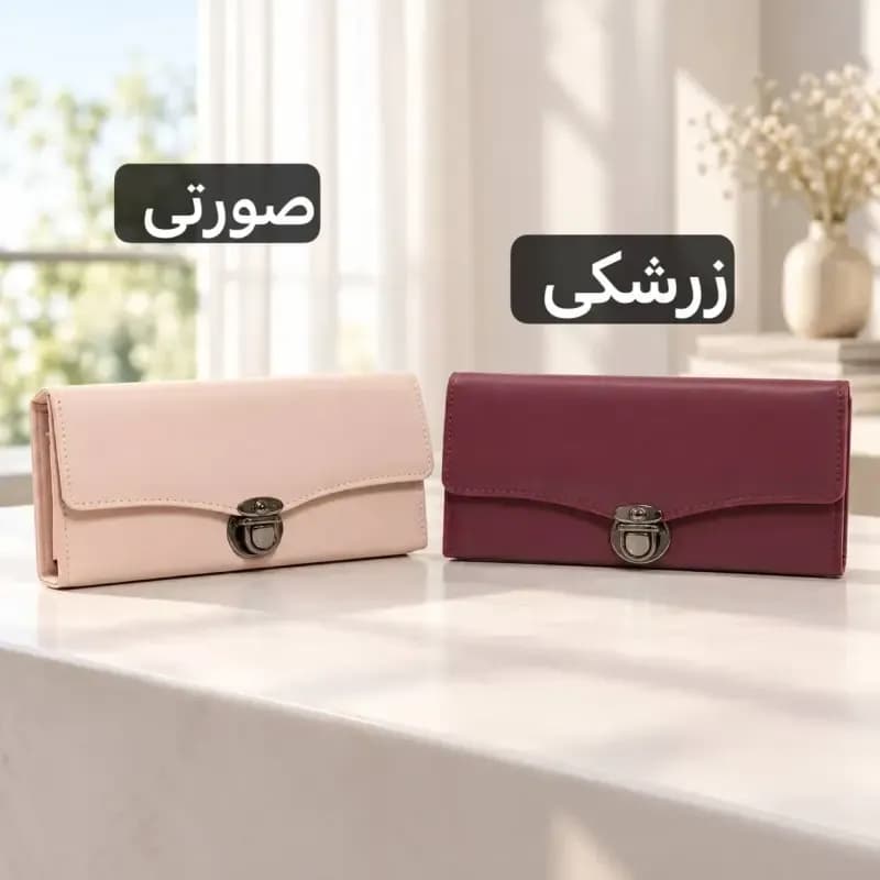 کیف پول زنانه پارچه ای نانسی قفل دار جیب دار — تصویر ۵