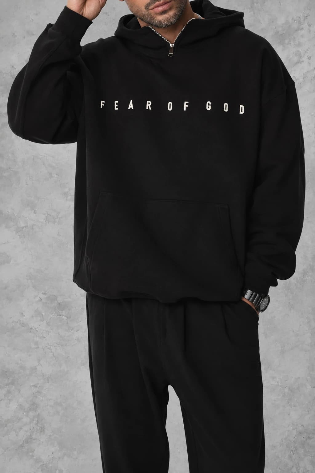 هودی نیم زیپ فیر اف گاد (FEAR OF GOD) مشکی — تصویر ۲