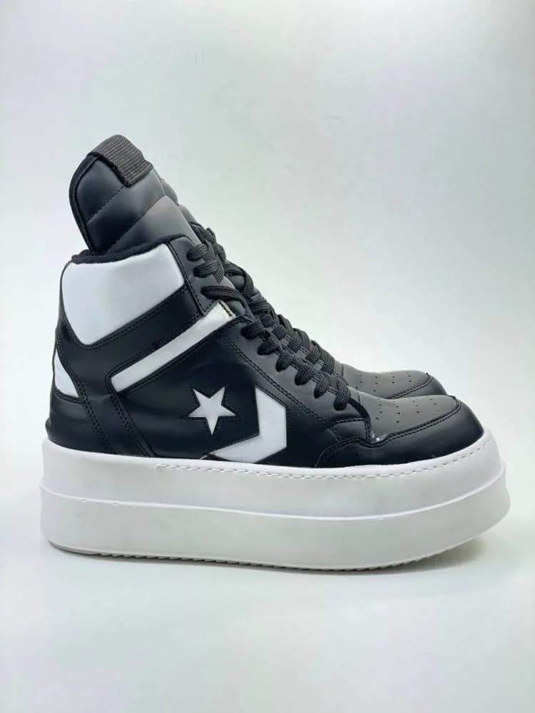 کد 3308 بوت ریک اونز RICK OWENS و کانورس CONVERSE چرم مشکی مات و سفید