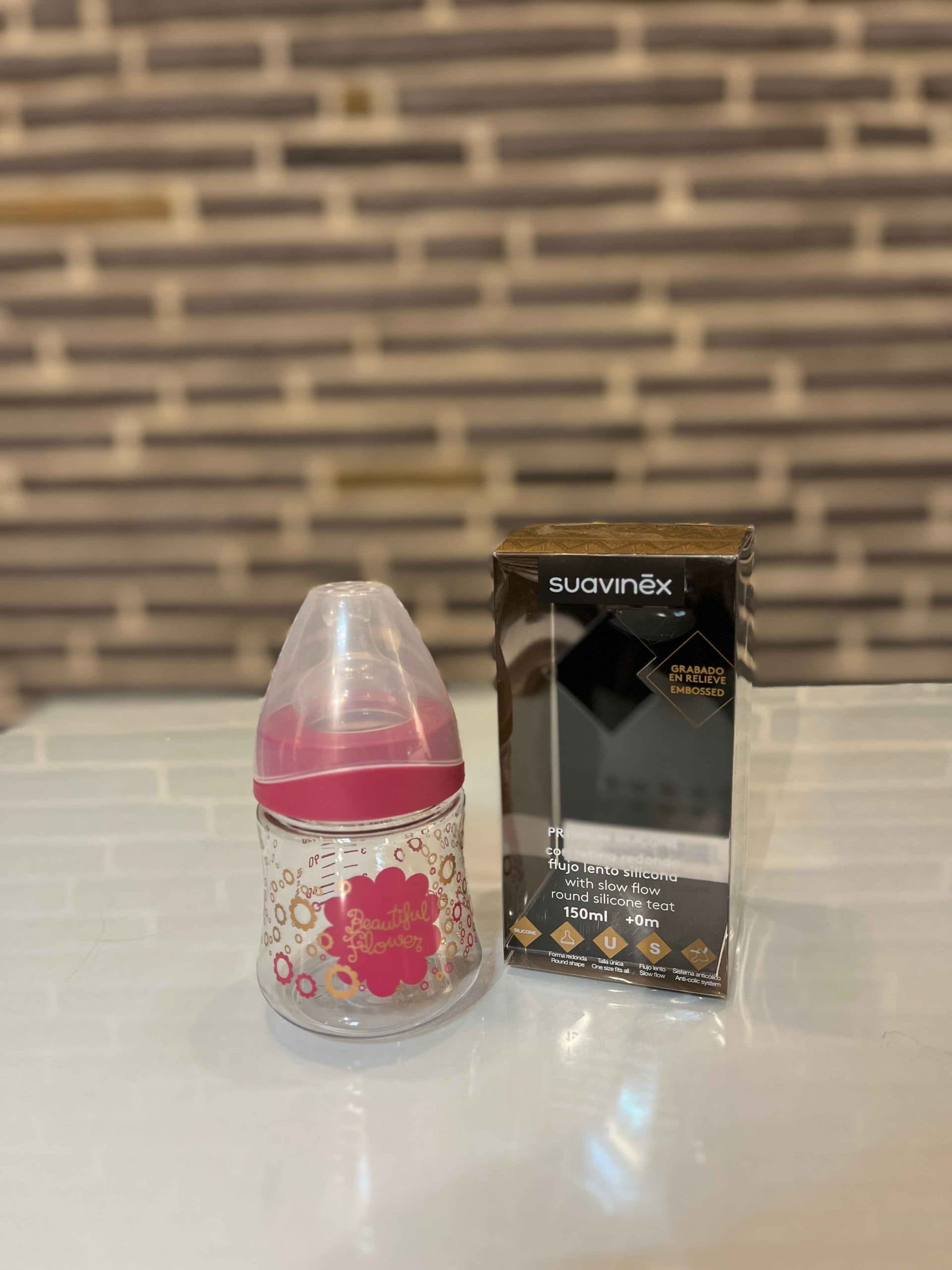 شيشه شير نوزادی ضد نفخ سواوینکس مدل لوکس جدید سیلیکون شفاف suavinex 150 ml