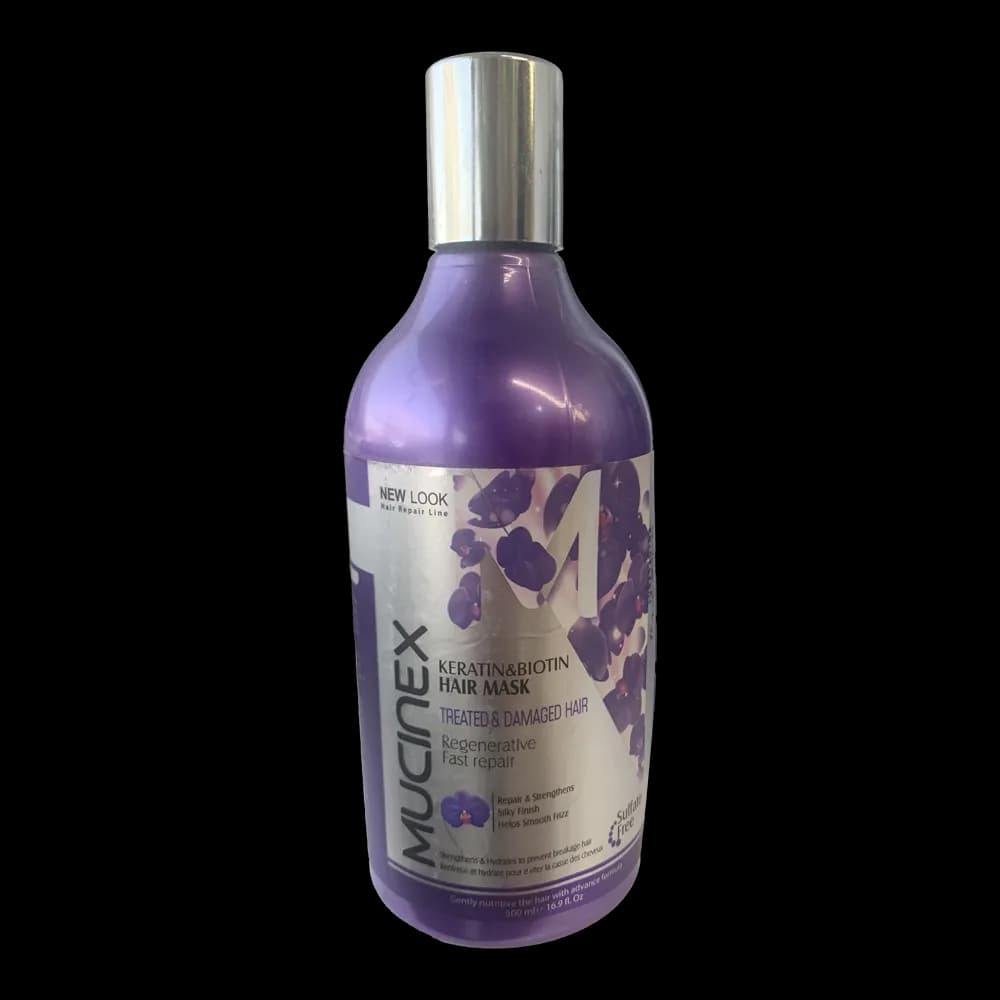 ماسک مو داخل حمام ماسینکس (mucinex) مدل بیوتین و کراتین حجم 500 میلیلیتر | ترمیمکننده، حجمدهنده و تقویتکننده ساقه مو