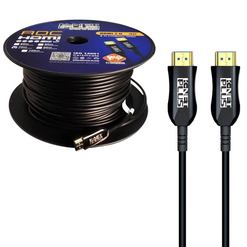 کابل HDMI 4K فیبر نوری کی نت پلاس KP-A149 طول 70 متر