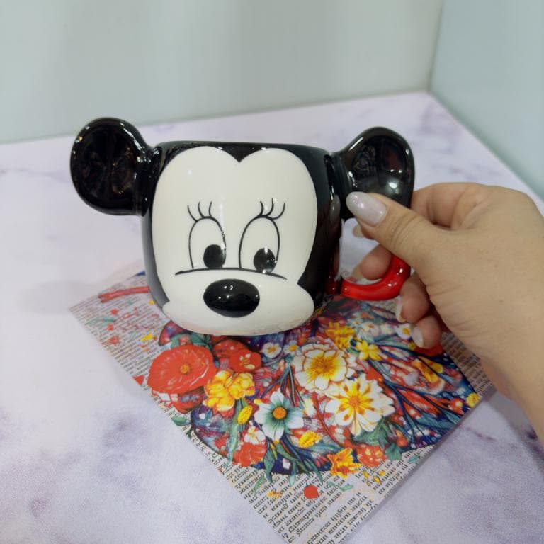 ماگ دست ساز طرح میکی و مینی صورت سفید کد 2058 — تصویر ۵
