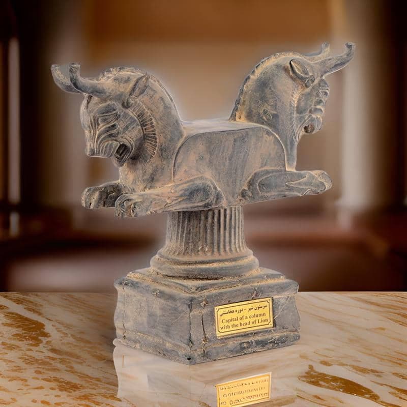 مجسمه سر ستون شیر شاخدار کد MO220 — تصویر ۵