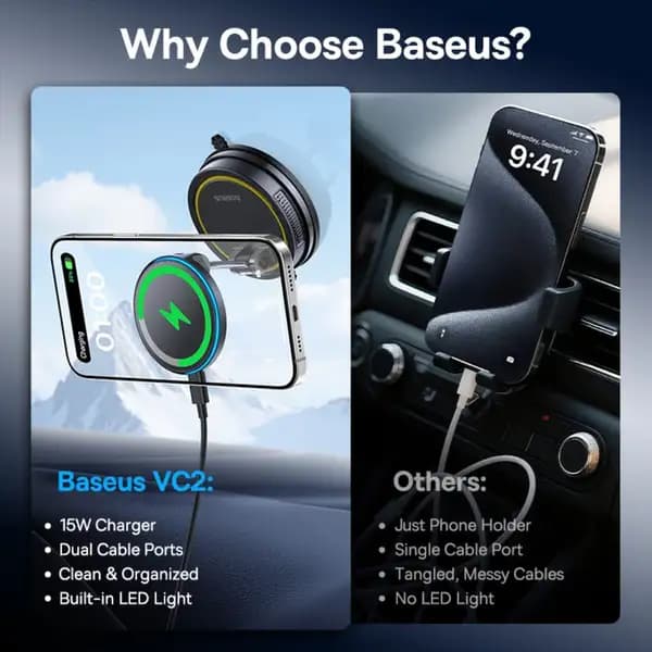 هولدر و نگهدارنده وایرلس مگنتی داشبوردی خودرو بیسوس مدل Baseus PrimeTrip VC2 Flex Pro Magnetic Car Holder C0013F00 — تصویر ۷