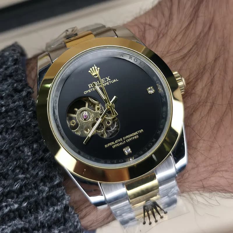 ساعت مچی مردانه رولکس اویستر اتومات طلایی نقره ای ROLEX OYSTER — تصویر ۳