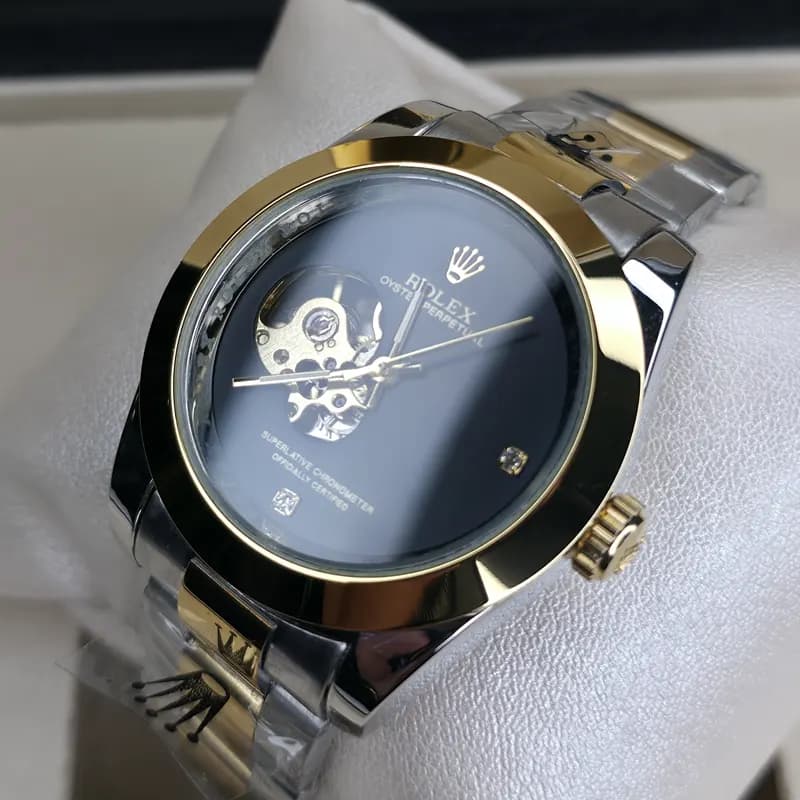 ساعت مچی مردانه رولکس اویستر اتومات طلایی نقره ای ROLEX OYSTER — تصویر ۴
