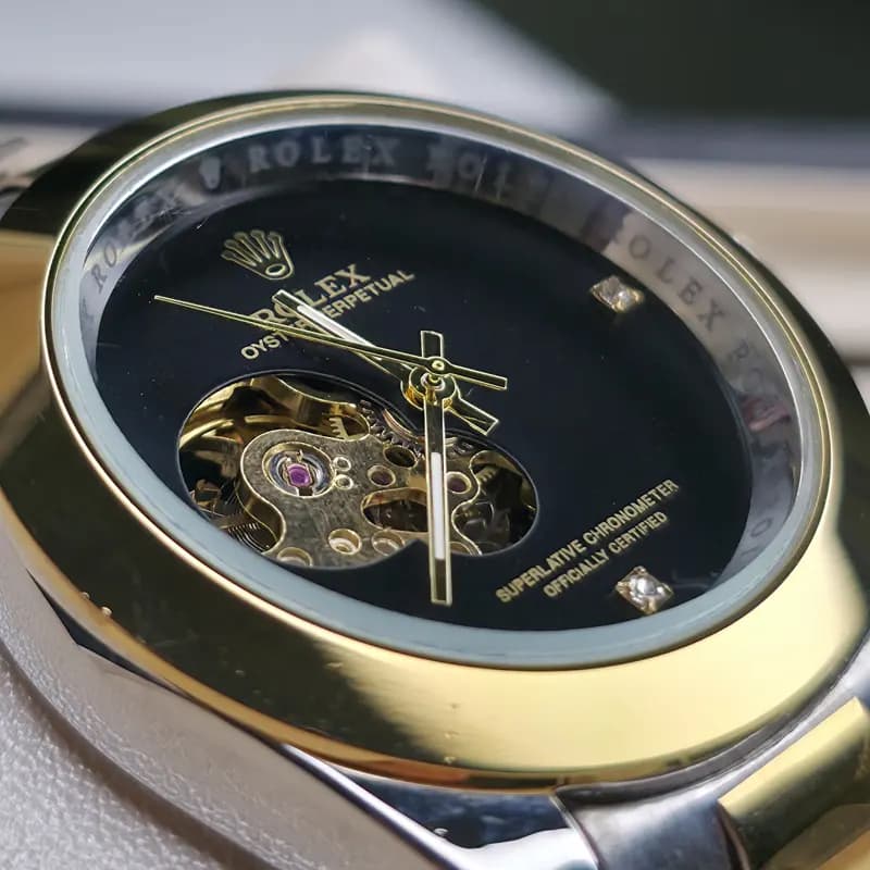 ساعت مچی مردانه رولکس اویستر اتومات طلایی نقره ای ROLEX OYSTER — تصویر ۵
