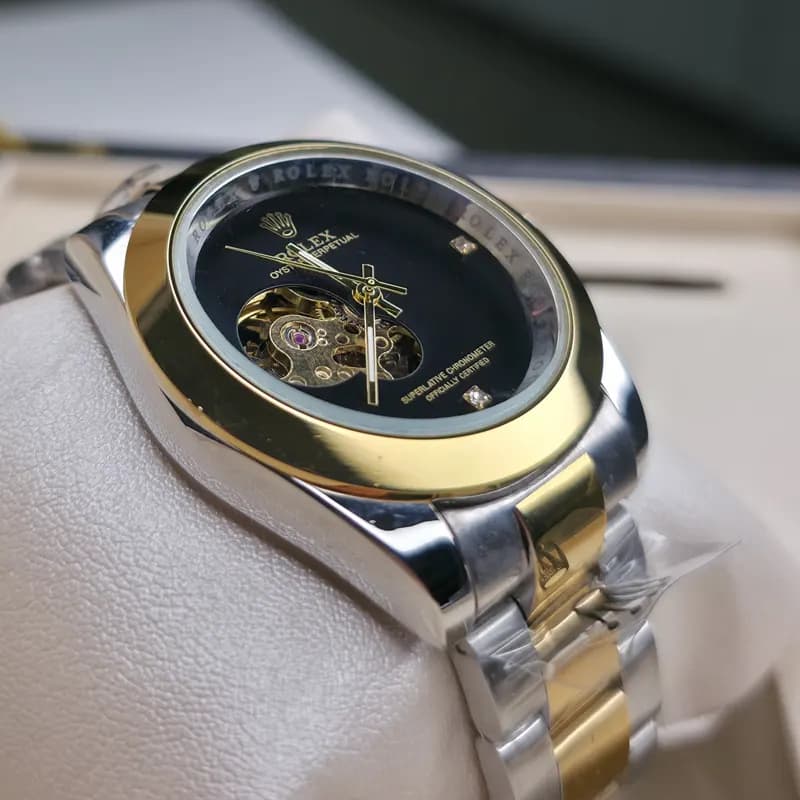 ساعت مچی مردانه رولکس اویستر اتومات طلایی نقره ای ROLEX OYSTER — تصویر ۶