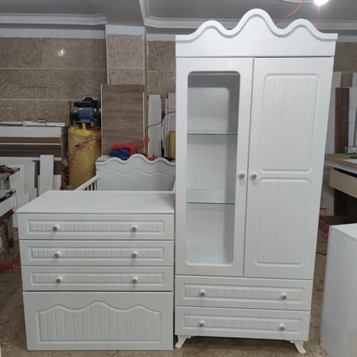 سیسمونی تخت و کمد نوزاد تمام ام دی اف درجه یک شرکتی مبلمان فرنا مدل 1144184