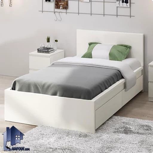 تخت خواب یک نفره همراه با دوعدد میز پایتختی F750 مبلمان فرنا مدل 1144125