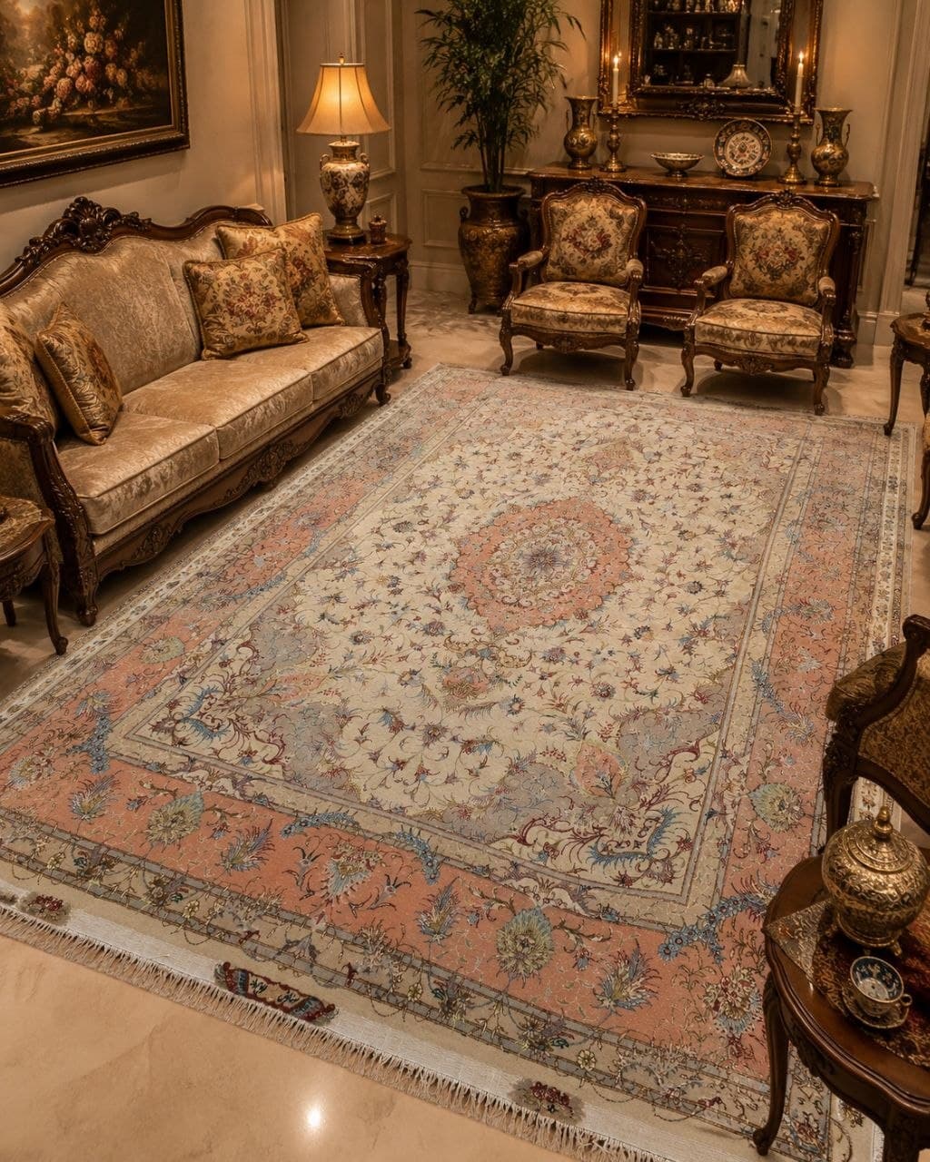 فرش دستبافت 12 متری طرح خطیبی 40 رج – کد 75638 — تصویر ۲
