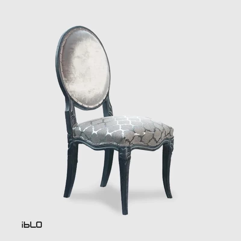 صندلی چوبی نئوکلاسیک لاپند (طوسی طرح دار)