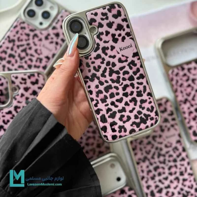 قاب گوشی دخترانه کروم پلنگی صورتی کد C2098 | لوازم جانبی مسلمی — تصویر ۳