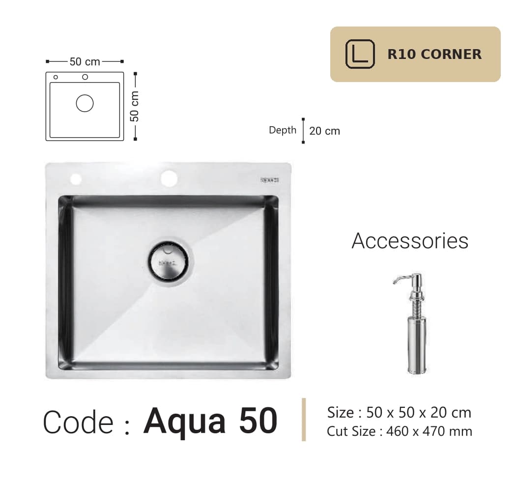 سینک ظرفشویی بوچی Bocchi مدل آکوآ ۵۰ Aqua 50