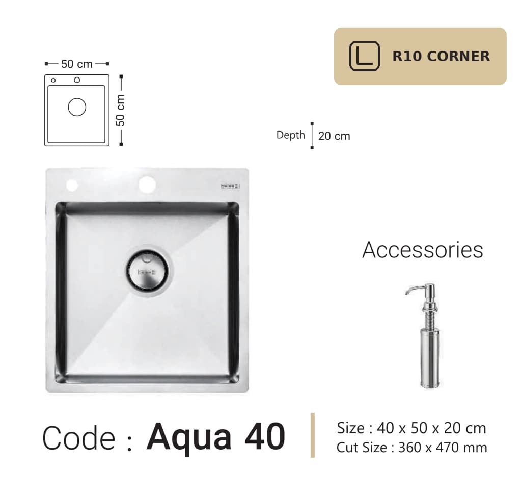 سینک ظرفشویی بوچی Bocchi مدل آکوآ ۴۰ Aqua 40