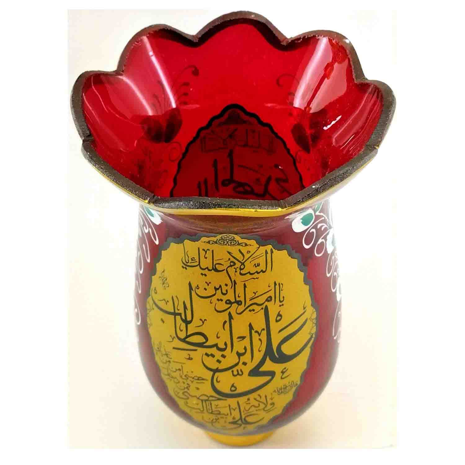 لاله شمعدانی کوچک ارتفاع 46 قطر دهانه 11-قرمز یا اباصالح المهدی عج و یا امیرالمومنین علی ع-کنار منبری هیئت کد 103253 — تصویر ۴