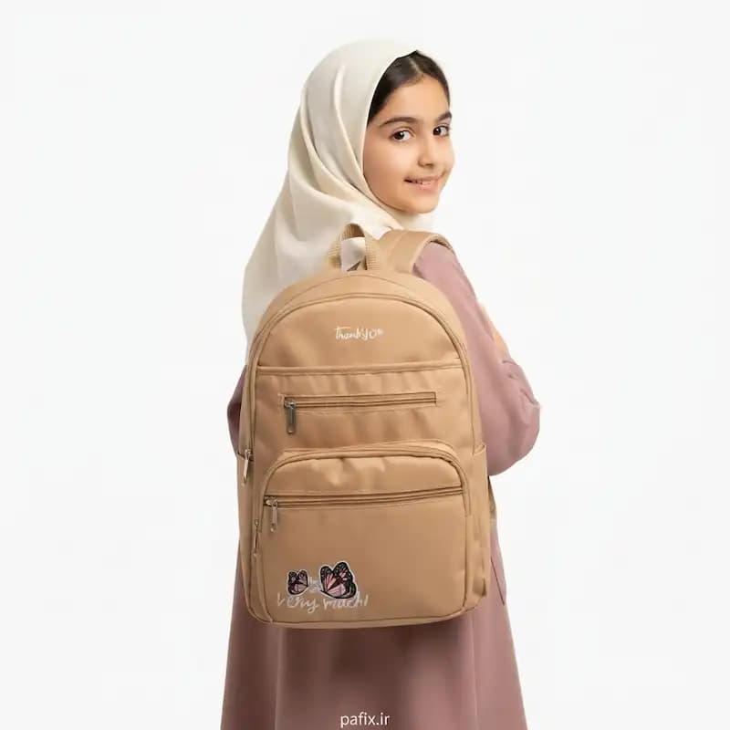 کوله پشتی دخترانه مناسب مدرسه با طرح پروانه کد 10271