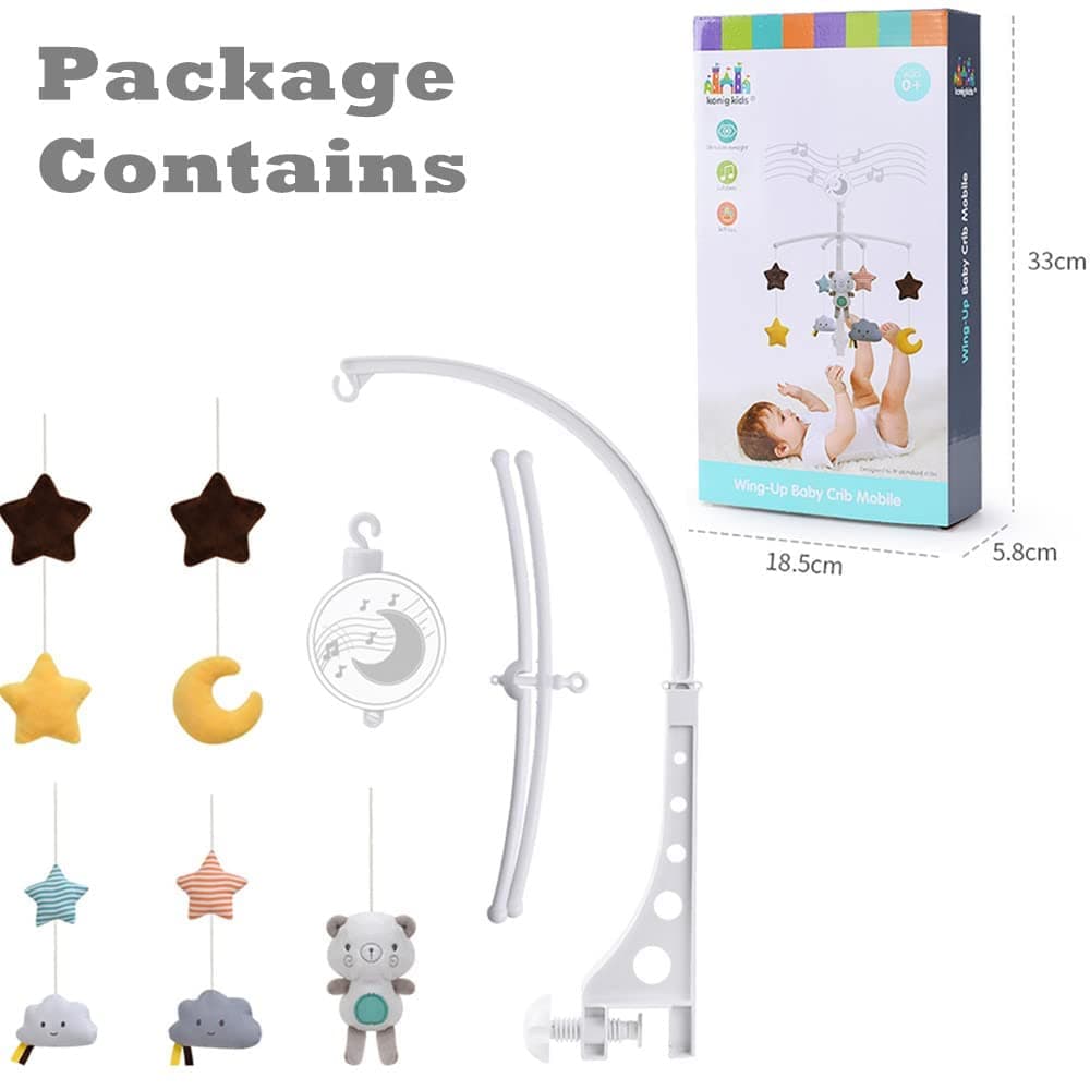 اویز تخت نوزاد موزیکال چرخشی پایه دار کیدز با عروسک های زیبا و کیفیت عالی konig kids baby musical crib mobile
