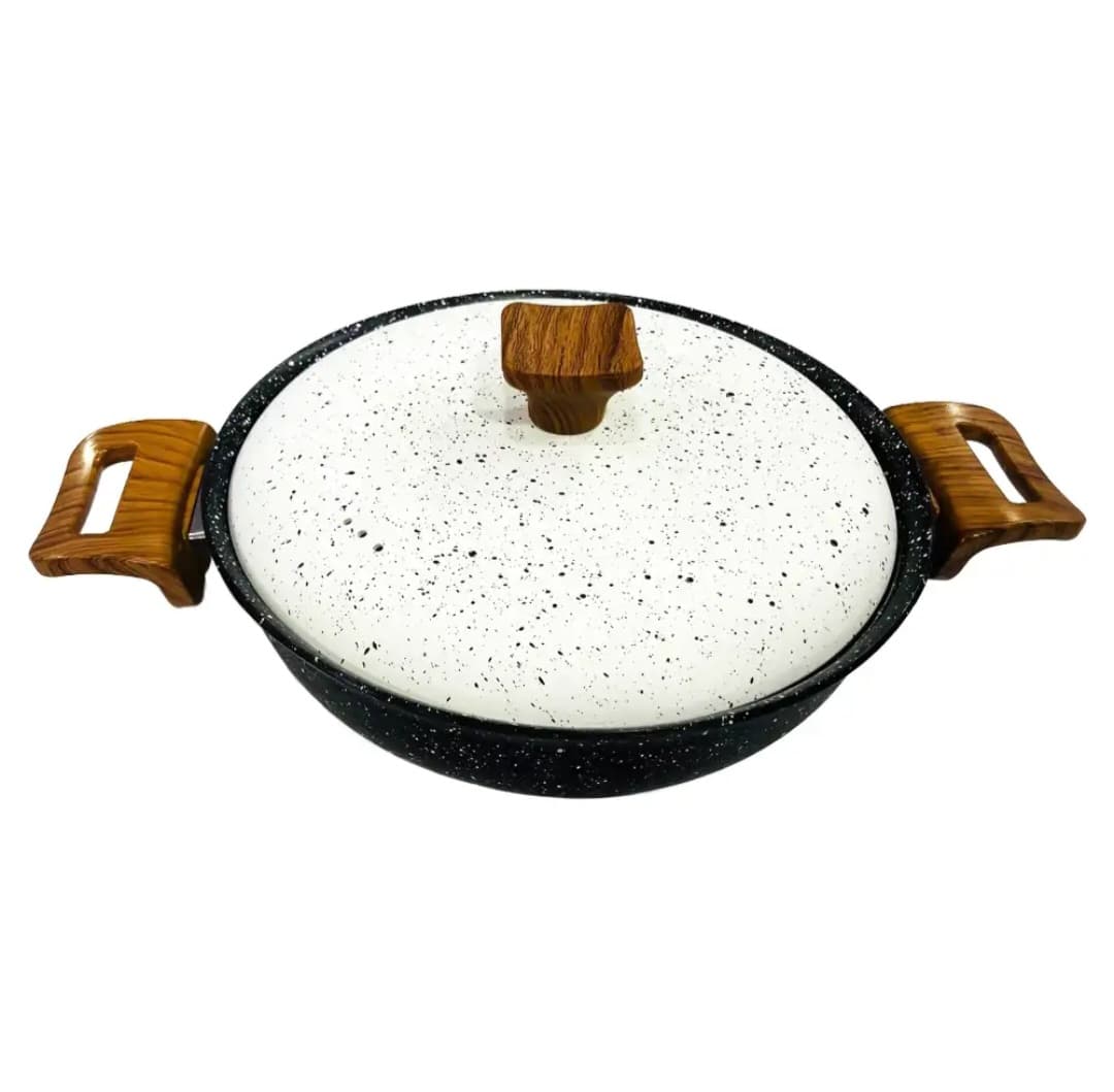 ماهیتابه چدن گرانیتی هاناتک ونیز سایز 20 مشکی درب سفید — تصویر ۳