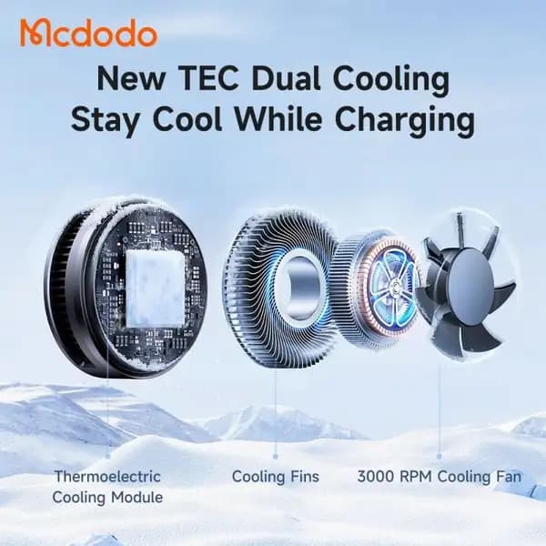 شارژر وایرلس و فن خنک کننده ۲۵ وات مک دودو مدل Mcdodo MagQ Ultra CH-8410 Qi2.2 Magnetic Wireless Charger — تصویر ۷