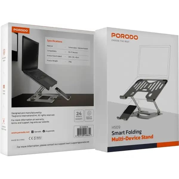 پایه نگهدارنده ۲ در ۱ لپتاپ و موبایل پرودو مدل Porodo Laptop Stand Mobile Holder 2 in 1 PD-HSM09-SL — تصویر ۶