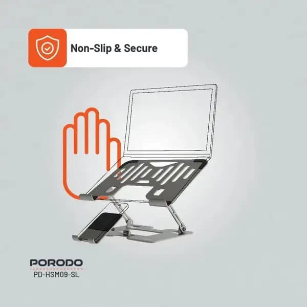 پایه نگهدارنده ۲ در ۱ لپتاپ و موبایل پرودو مدل Porodo Laptop Stand Mobile Holder 2 in 1 PD-HSM09-SL — تصویر ۵