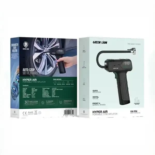 پمپ باد شارژی گرین لاین مدل Green Lion Hyper Air Portable Tire Inflator — تصویر ۳