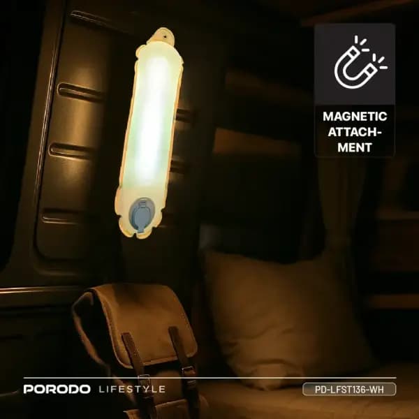 چراغ کمپینگ پرودو مدل Porodo Lifestyle Inflatable Outdoor Magnetic Tube Light — تصویر ۵