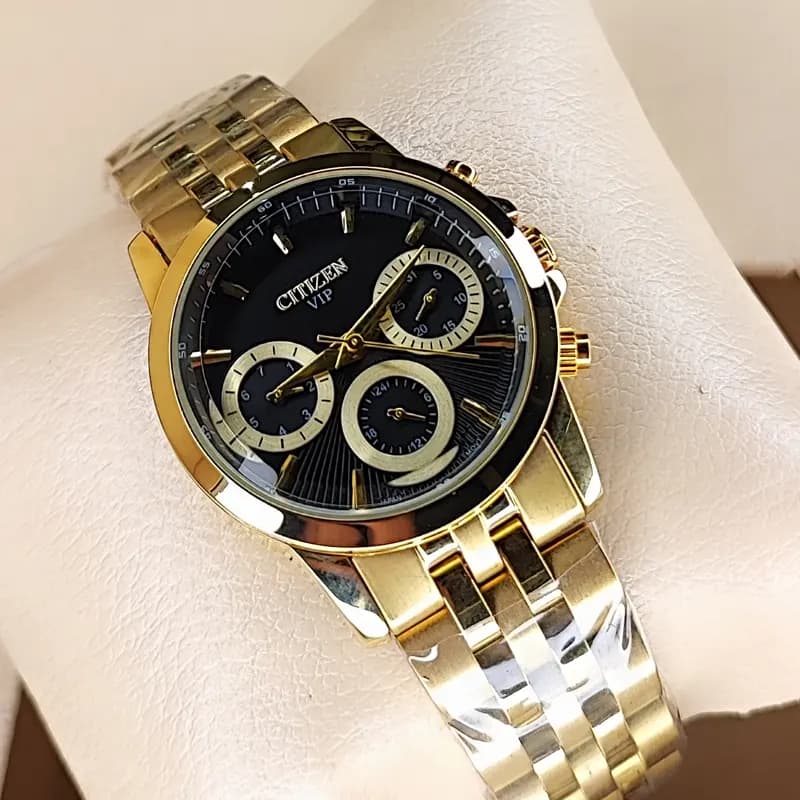 ساعت مچی زنانه سیتیزن اسپشیال موتور ژاپن مشکی طلایی مدل S31622L (سه موتوره) — تصویر ۴